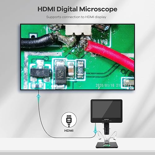 Miniatura 4 de Andonstar AD249S-M Microscopio digital HDMI de 10.1 pulgadas 2000x para adultos, 3 lentes 2160P UHD grabación de video, microscopio de soldadura