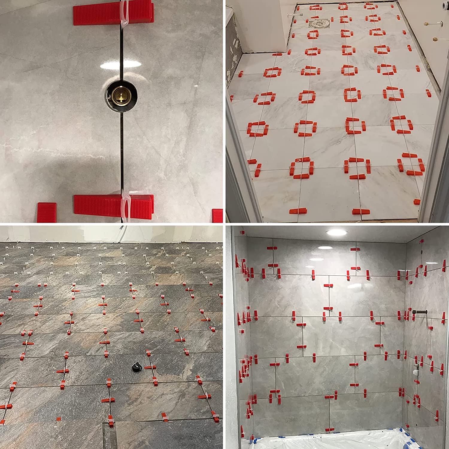 Sistema de nivelación de azulejos,400 lengüetas de1.5 mm, 100 piezas reutilizables cuñas y 1 alicate de instalación, güetas para azulejos con un grosor de 3 a 12 mm.