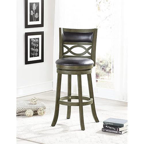 New Classic Furniture New Classic Manchester Swivel Bar Stool, 29-Inch, Antique Grey/Black