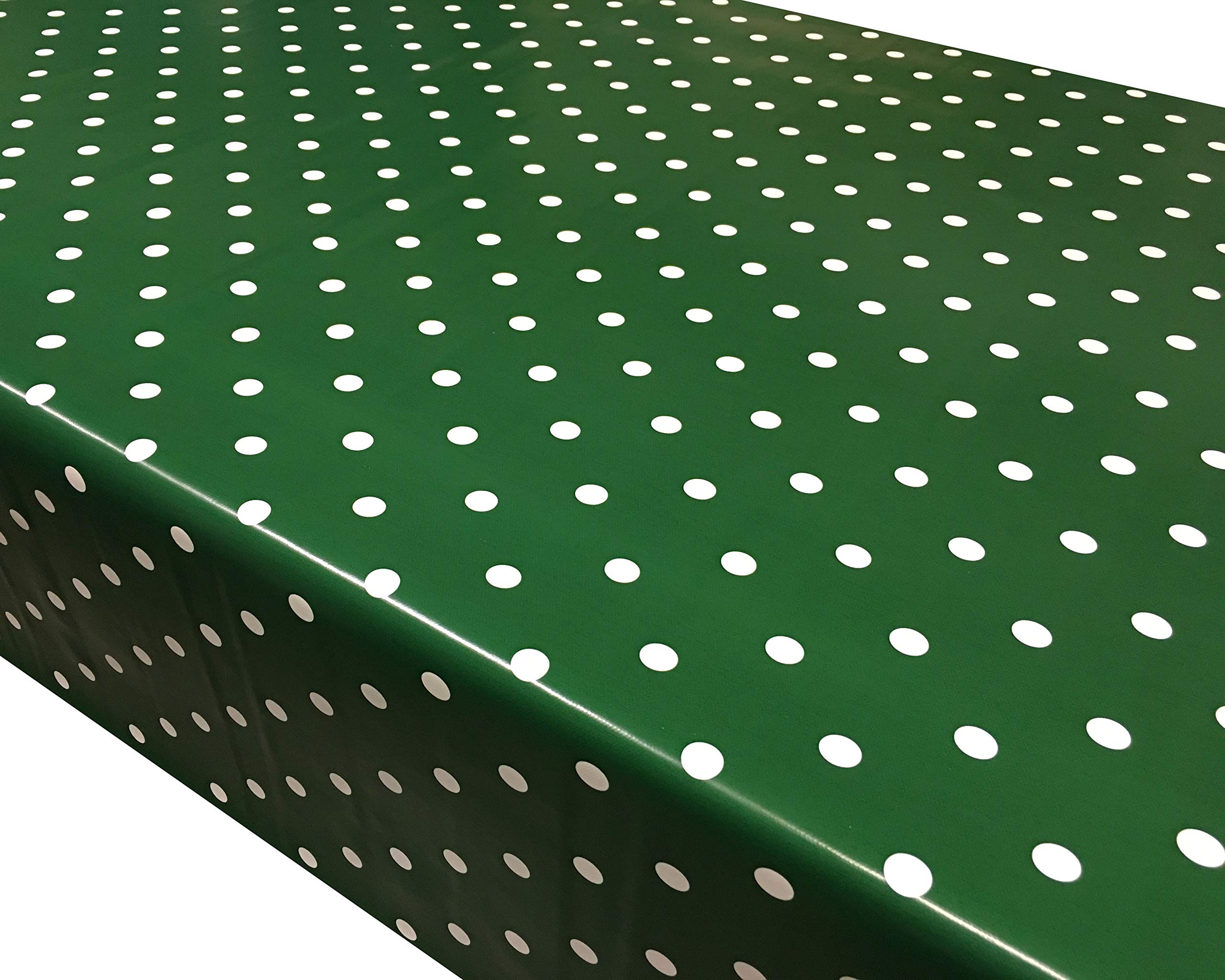 Prestige Tablecloths Polka Dot Spot PVC Vinyl Wipe Clean Tablecloth (Forest Green, Round - 138cm Diameter)
