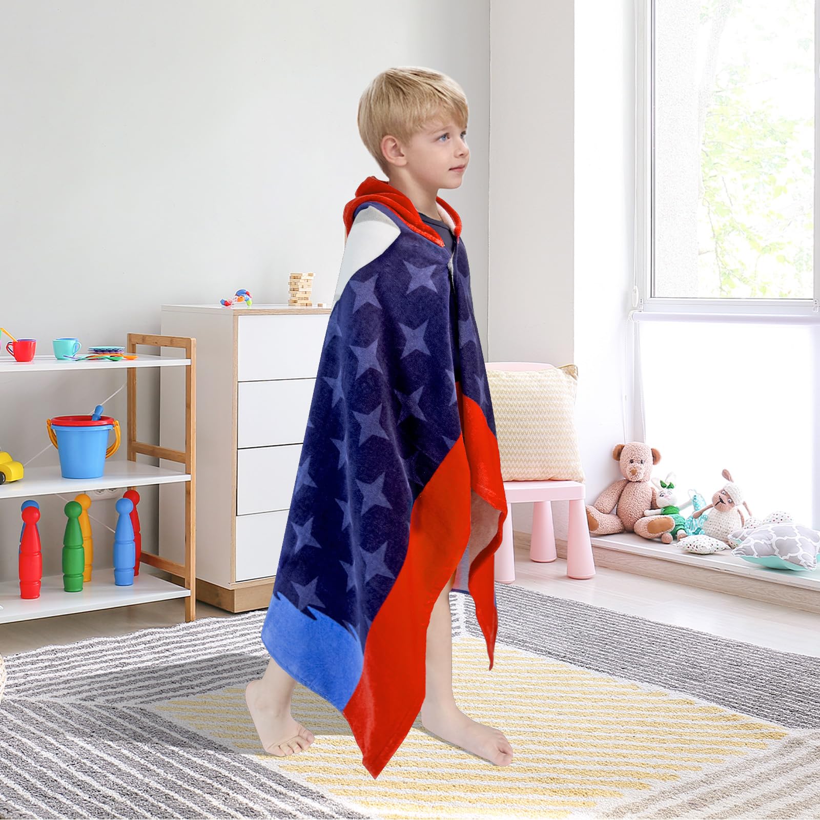 Toallas con capucha para niños – Toalla de baño para niños, playa, toalla de natación, 3-10 años, poncho con capucha de playa 100% algodón, 30 x 50 pulgadas, tamaño grande, suave, grueso, lindo y
