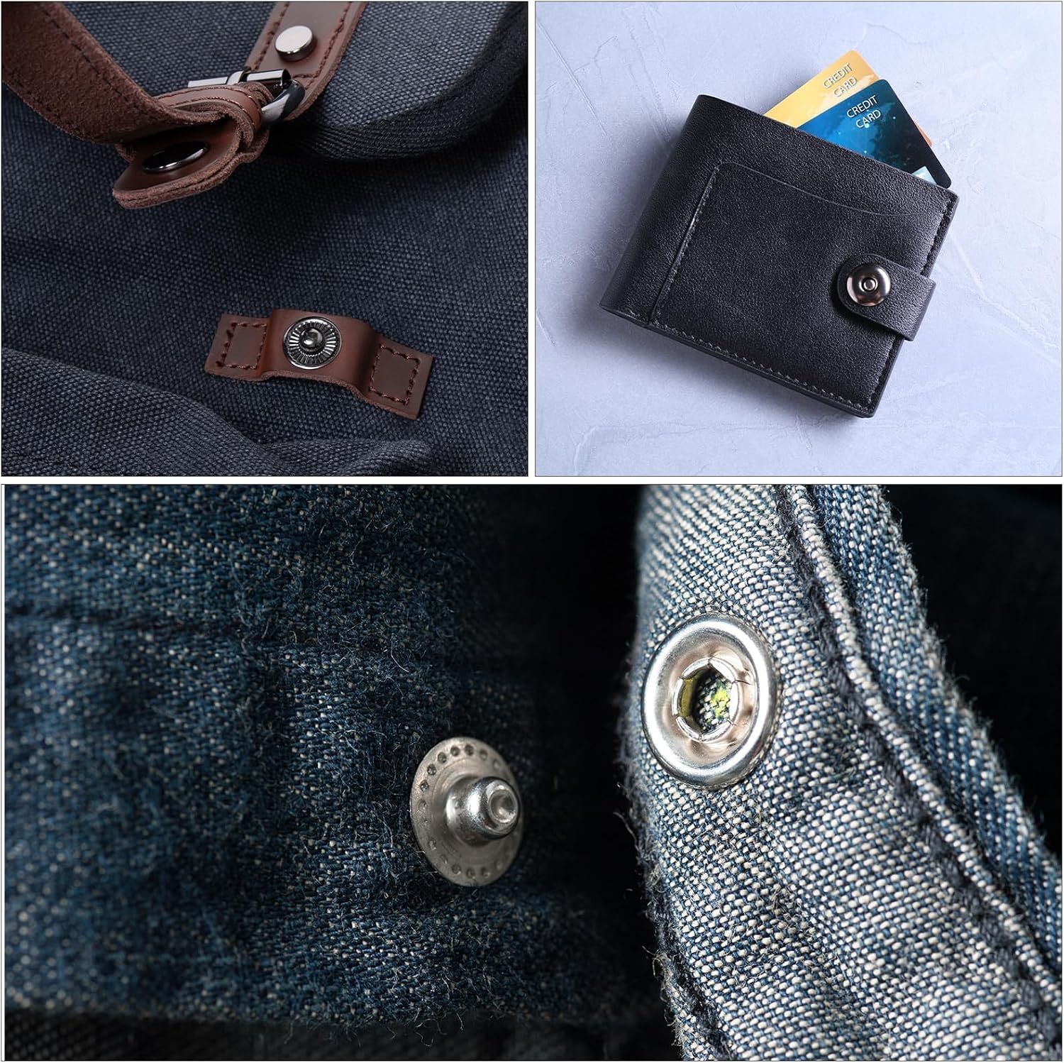 uxcell 5Pcs Snap Buttons, Metal Invisible Buckle Fasteners Press Studs Buttons for Clothing Leather Sewing (Navy Blue, 25mm)