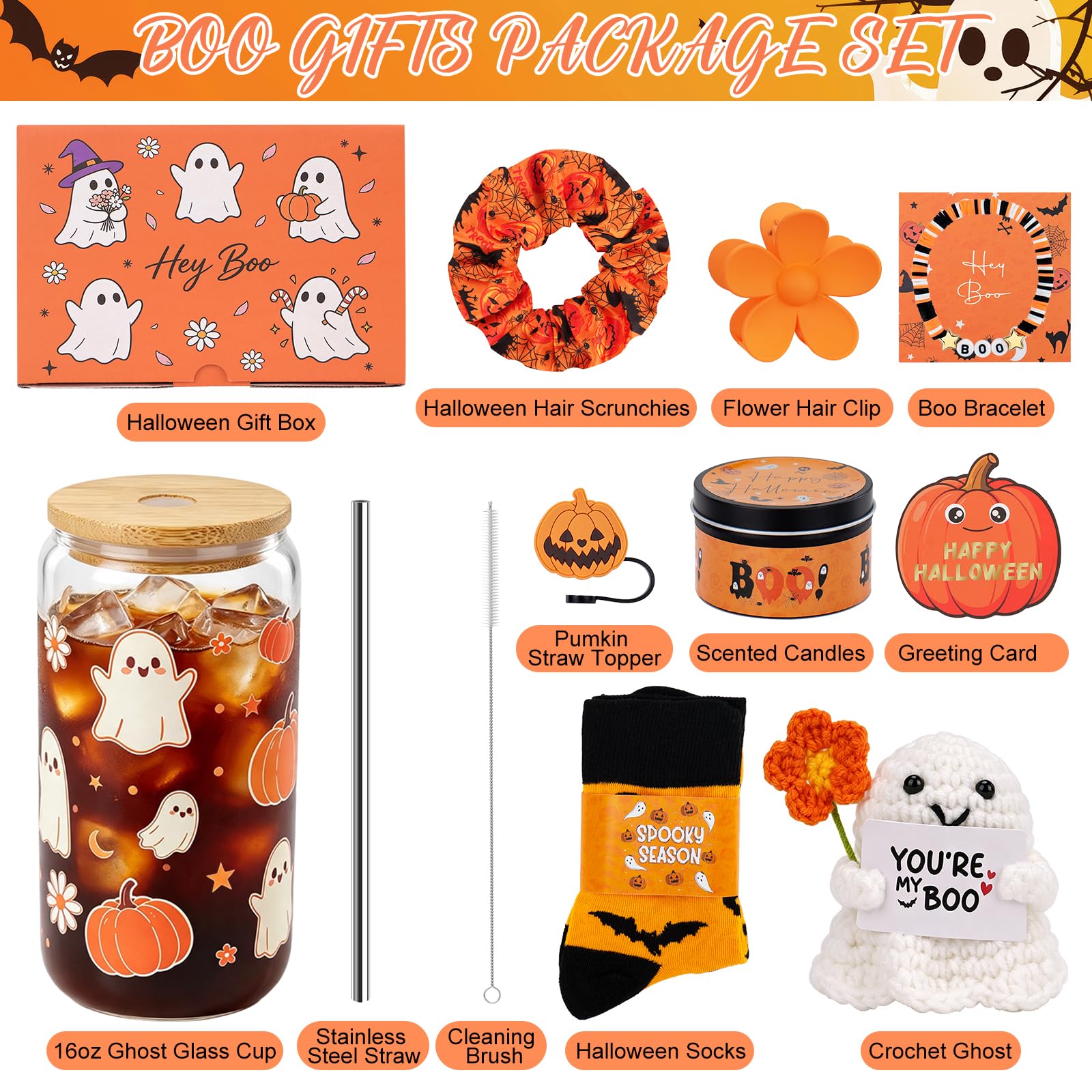 Regali arancioni di Halloween per donne, simpatici cestini per ragazze