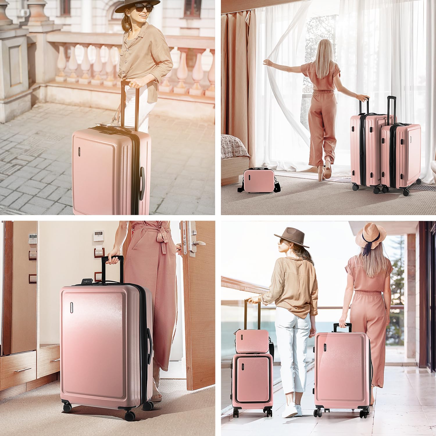 TRAVELARIM Juego de Equipaje rígido con Ruedas giratorias de 4 Piezas