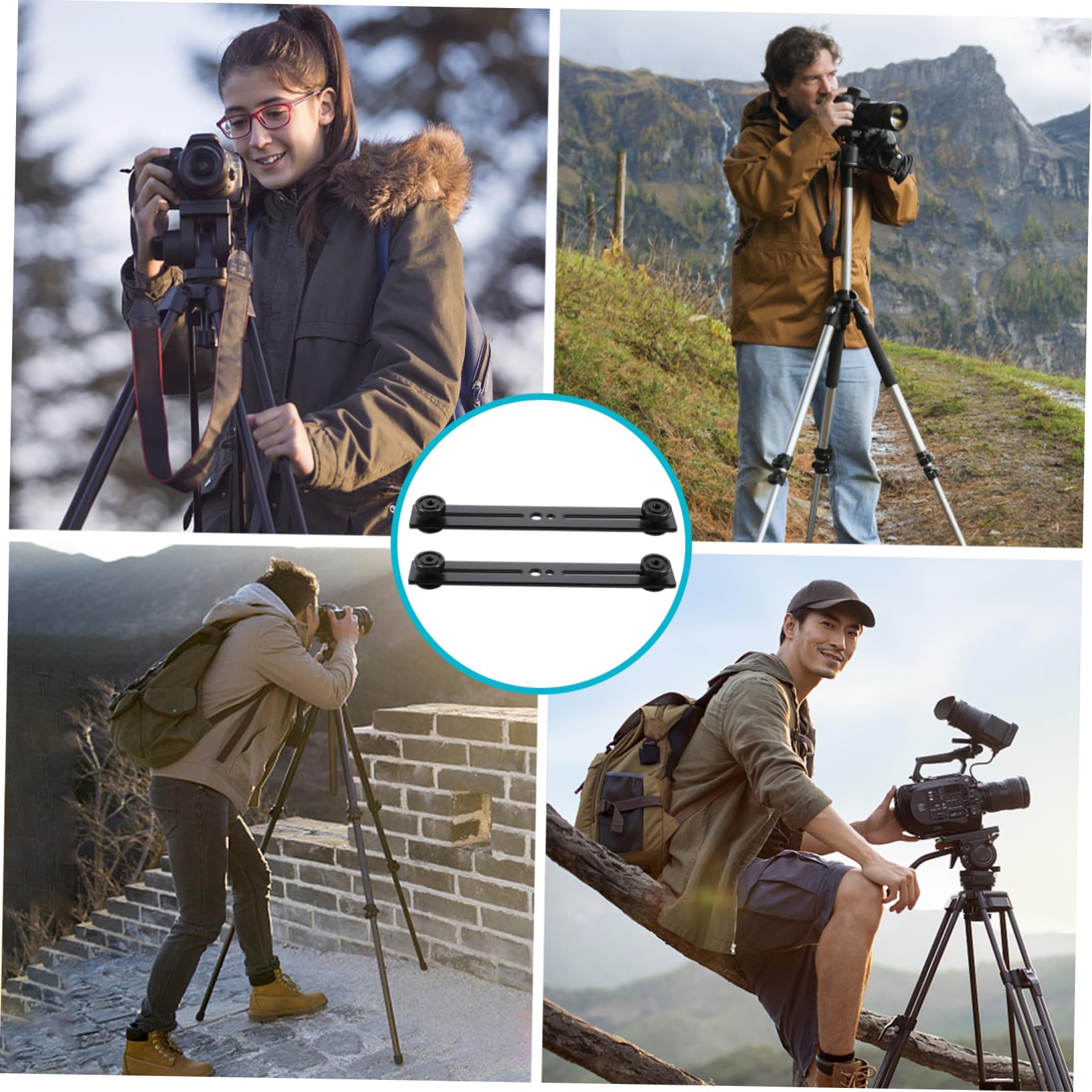 TOYANDONA 2Pcs Adjustable Flash Bracket Microphone Bar with Skid Pad Screw for Dual Mounting for Photography and Audio Recording