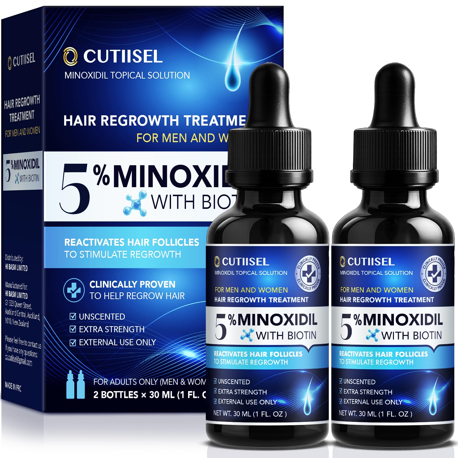 Minoxidil for Men and Women Extra Strength: Minoxidil 5% Topical Solution for Hair Regrowth Treatment for Hair Loss & Thinning Hair - Liquid Formula with Dropper Applicator