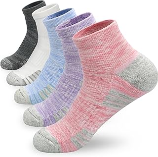 srclo Womens Trainer Running Socks,Anti Blister Sports Socks for Ladies Size 4-7,Cushioned Breathable Ankle Athletic Socks 5 Pairs