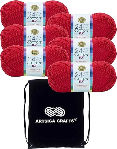 Miniatura 1 de Lion Brand - Hilo de algodón DK Silver 247 (6 madejas, el mismo lote de tinte) DK Light Worsted #3 - Hilo de algodón para ganchillo y tejido con