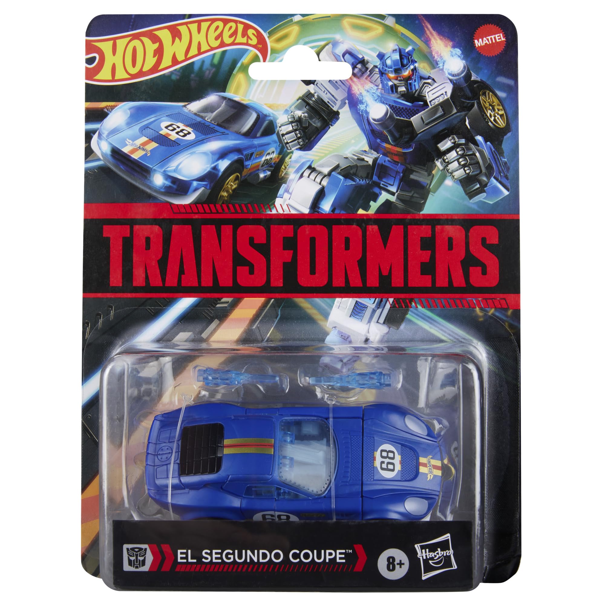 Transformers Collaborative Hot Wheels® / Transformers El Segundo Coupé, 12,5-centymetrowa figurka robota klasy Deluxe, przekształca się w wyścigówkę, wiek: od 8 lat