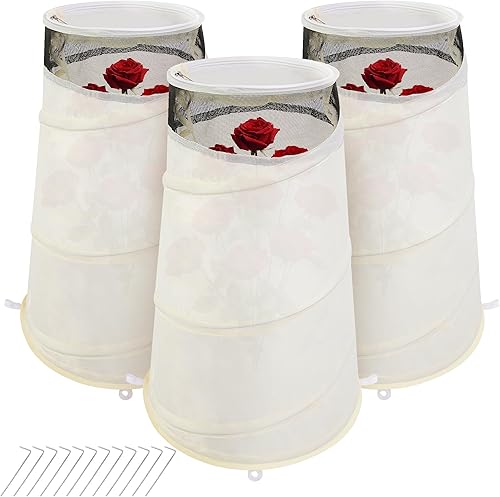 3 conos de rosas emergentes para protección de invierno, 20 x 13 x 9 pulgadas, cubierta protectora de collares de rosas de invierno, protección