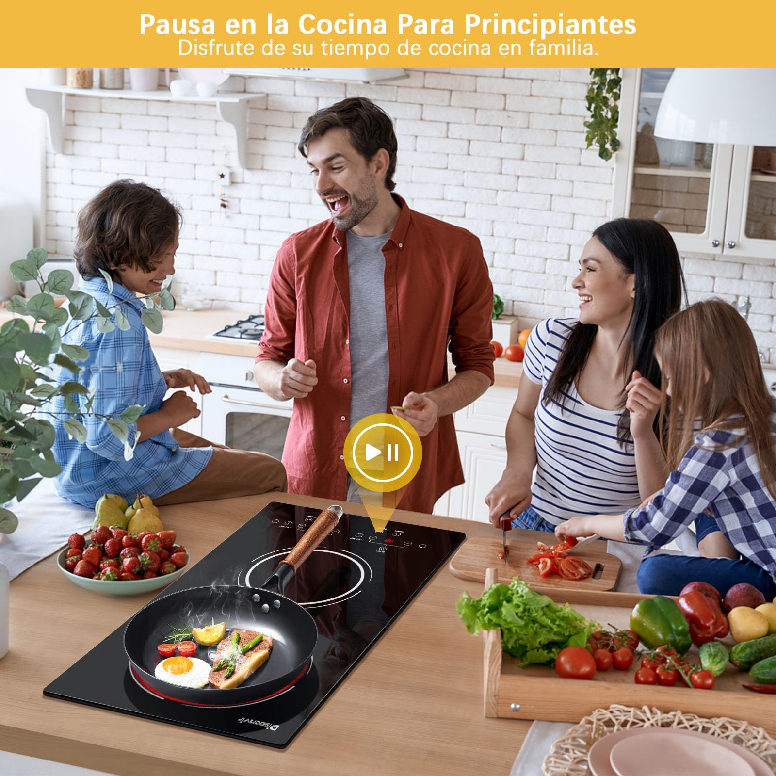 Placa Vitrocerámica 2 Fuegos 3000W, Vitroceramica Induccion Empotrable, Placa Electrica Cocina con Función de Pausa, Nivel de Potencia 9, Control de Tacto, Cronómetro | Función de pausa, temporizador, seguridad infantil, 9 niveles de potencia, 30 cm, 3000