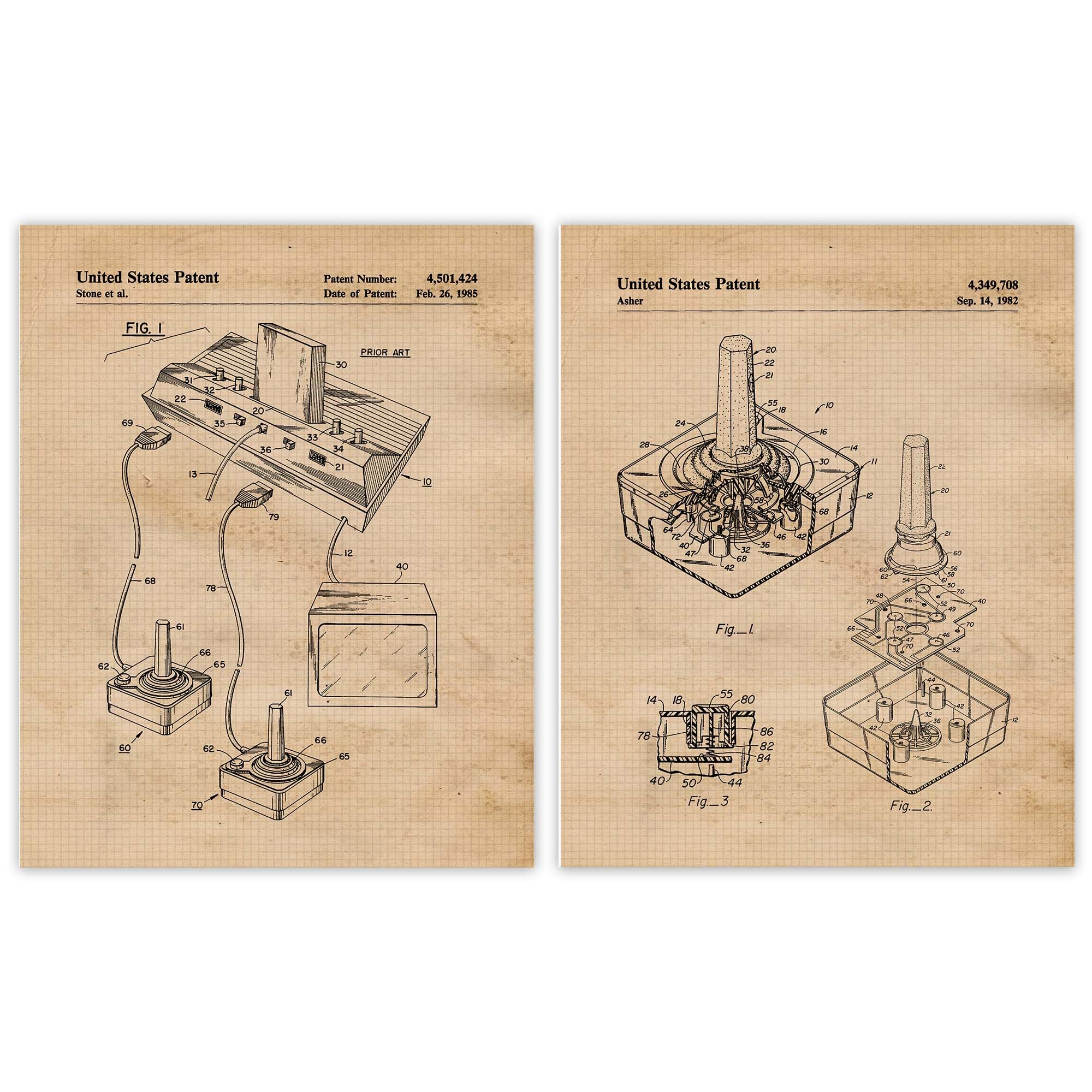 Video Games Patent Prints 2 8x10 Unframed Photos Wall Art Decor Gift for Home Atari 80s Workshop Office