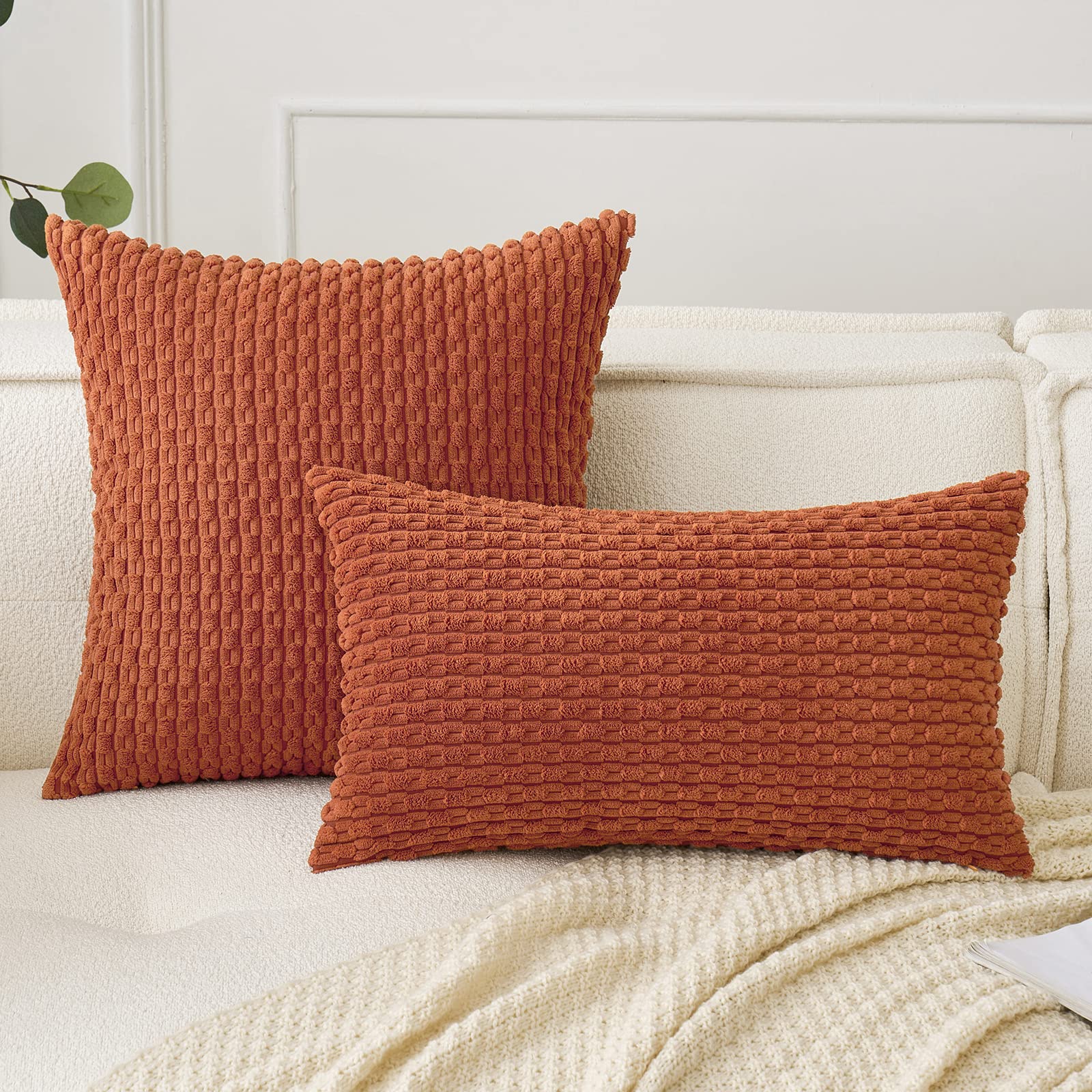 Woaboy Fall Burnt Orange Throw Pillow Covers 18x18 Inch Set of 2