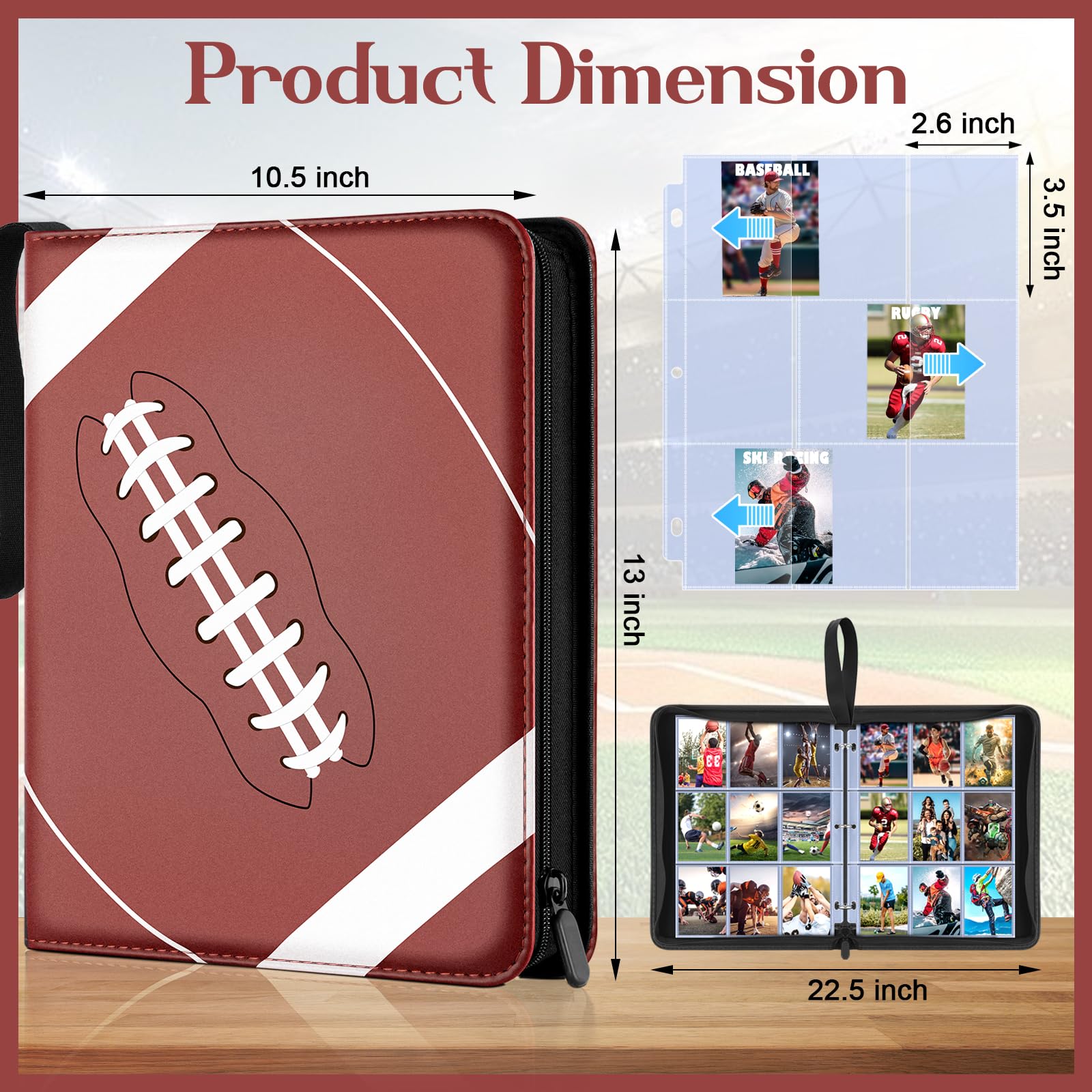 Amazon.com: 900 Pockets Football Card Binder Sleeves for Trading Cards, 9- Pocket Football Card Sleeves Album Holder Protectors for Basketball Baseball  Sports Cards : Toys & Games