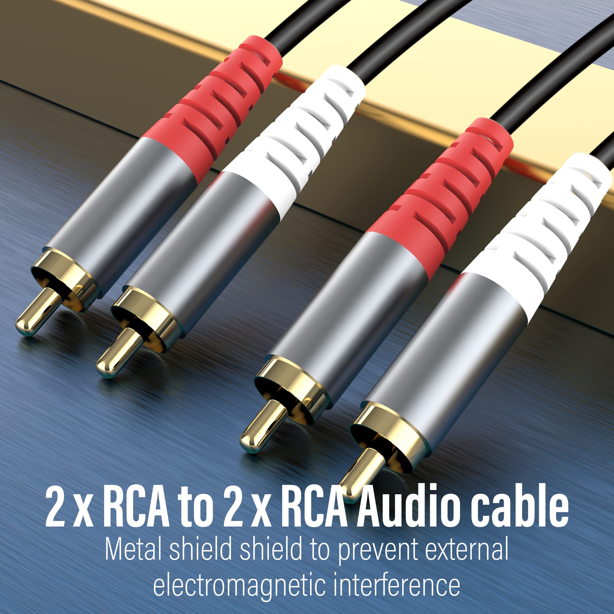 Kabel RCA, kabel 2RCA na 2RCA, 2 RCA M/M, kabel audio stereo, pozłacany 2RCA męski na 2RCA, męski kabel audio stereo kompatybilny z głośnikiem, wzmacniaczem, odbiornikiem, kinem domowym, subwooferem,
