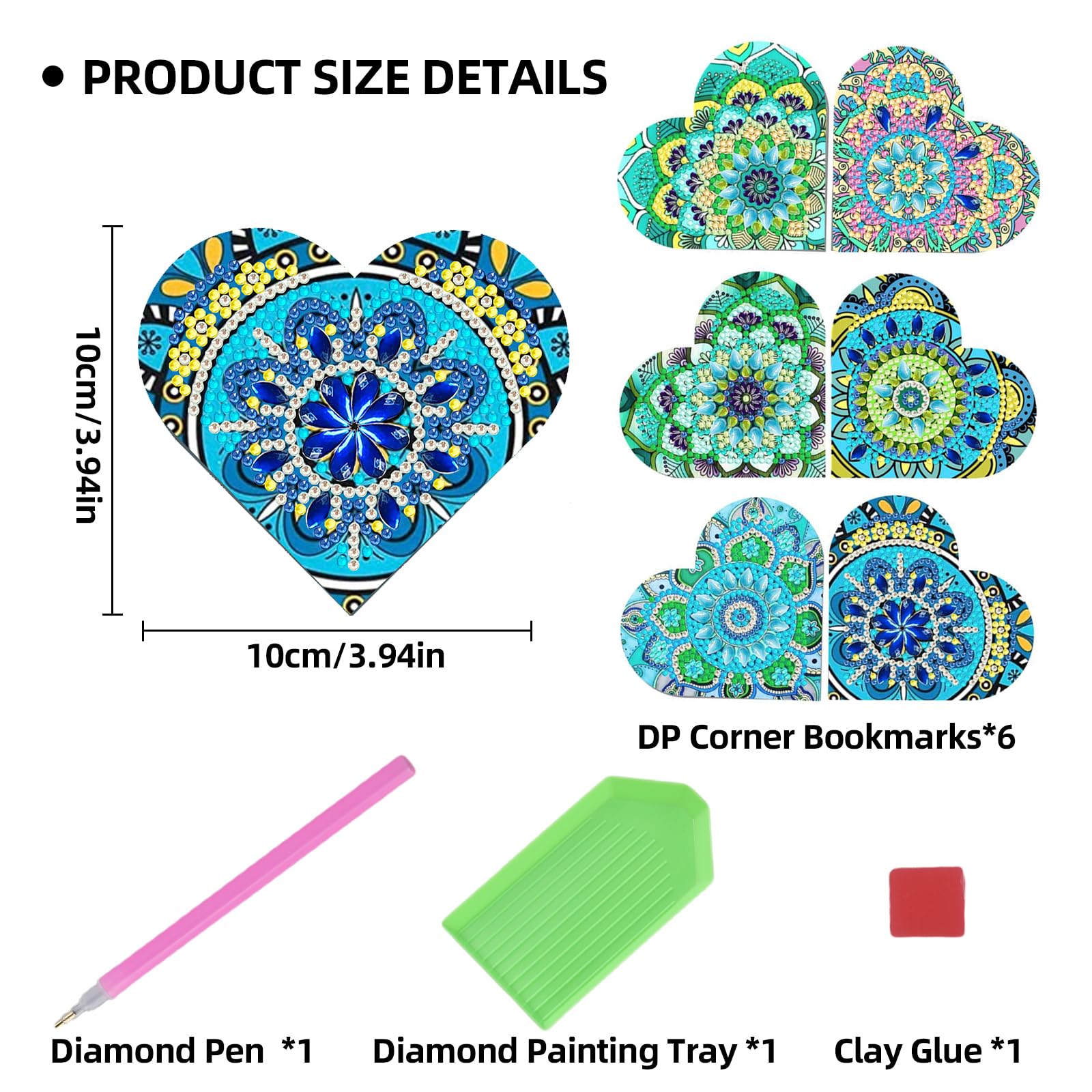 6 Pcs Diamond Art Bookmarks Kits, Crystal Art Set Bookmarks and Crafts Kits, Diamond Corner Bookmark for Man and Woman - Image 2