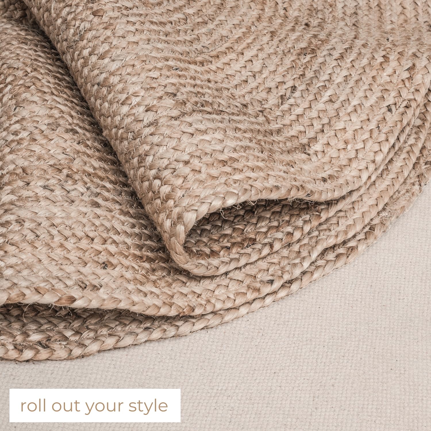 RAJRANG Grand Tapis de la Zone de Jute 8'x 10' Naturel Woven Woven Boho Réversible Ferme tressée Farmhouse Ovale