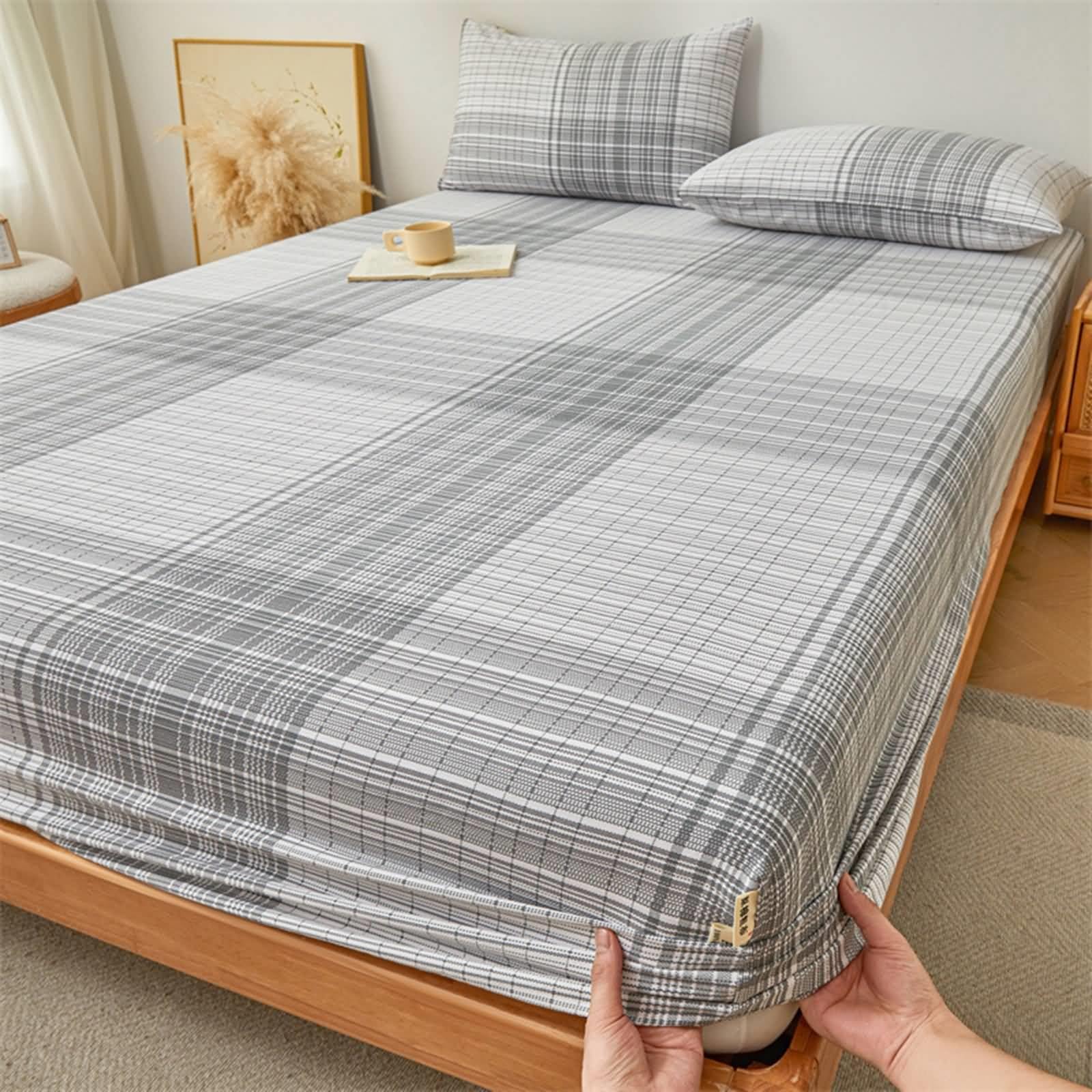 Spannbetttuch 120x200 Grau, Bettlaken Spannbettuch Baumwolle Plaid Höhe 5-25cm Spannbetttuch für Boxspringbetten ohne Kissenbezug