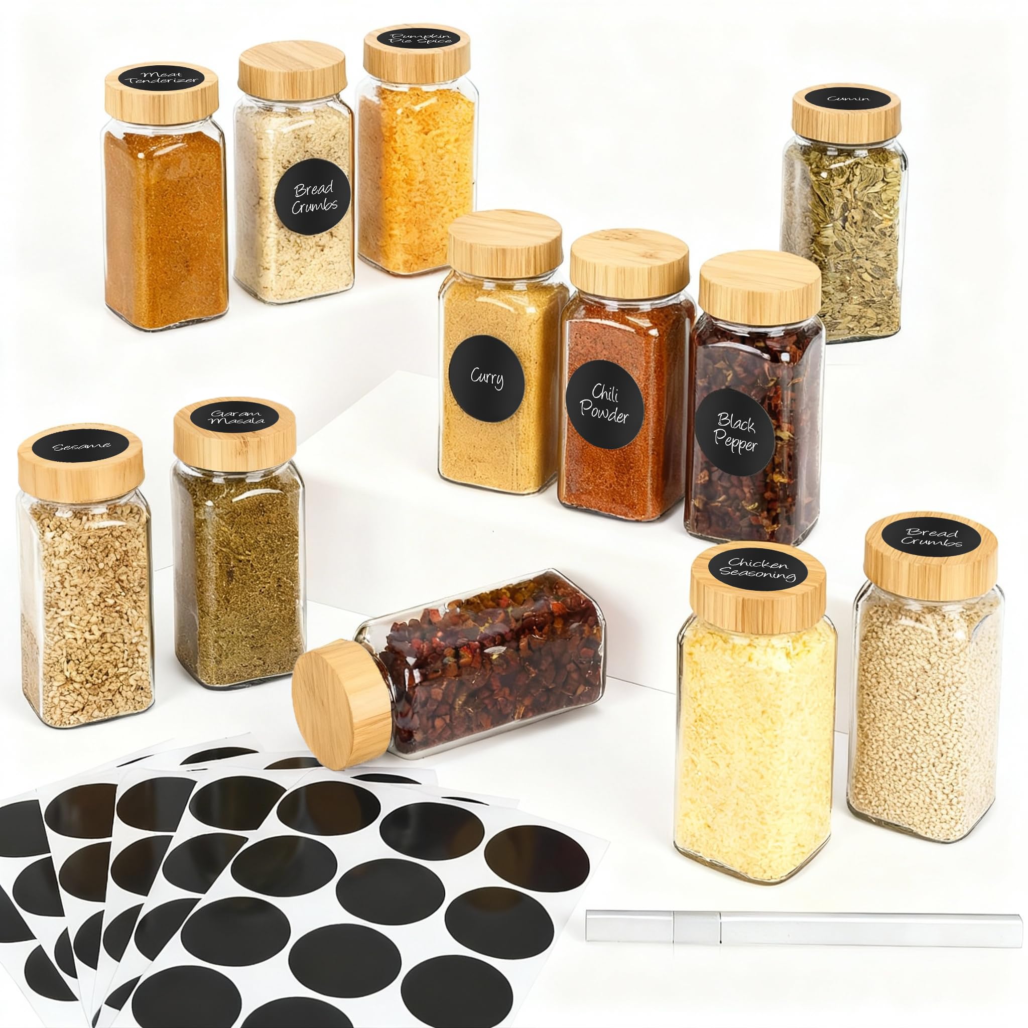 Photo 1 of DIDITIME 12-Pack 4oz Glass Spice Jars with Labels
