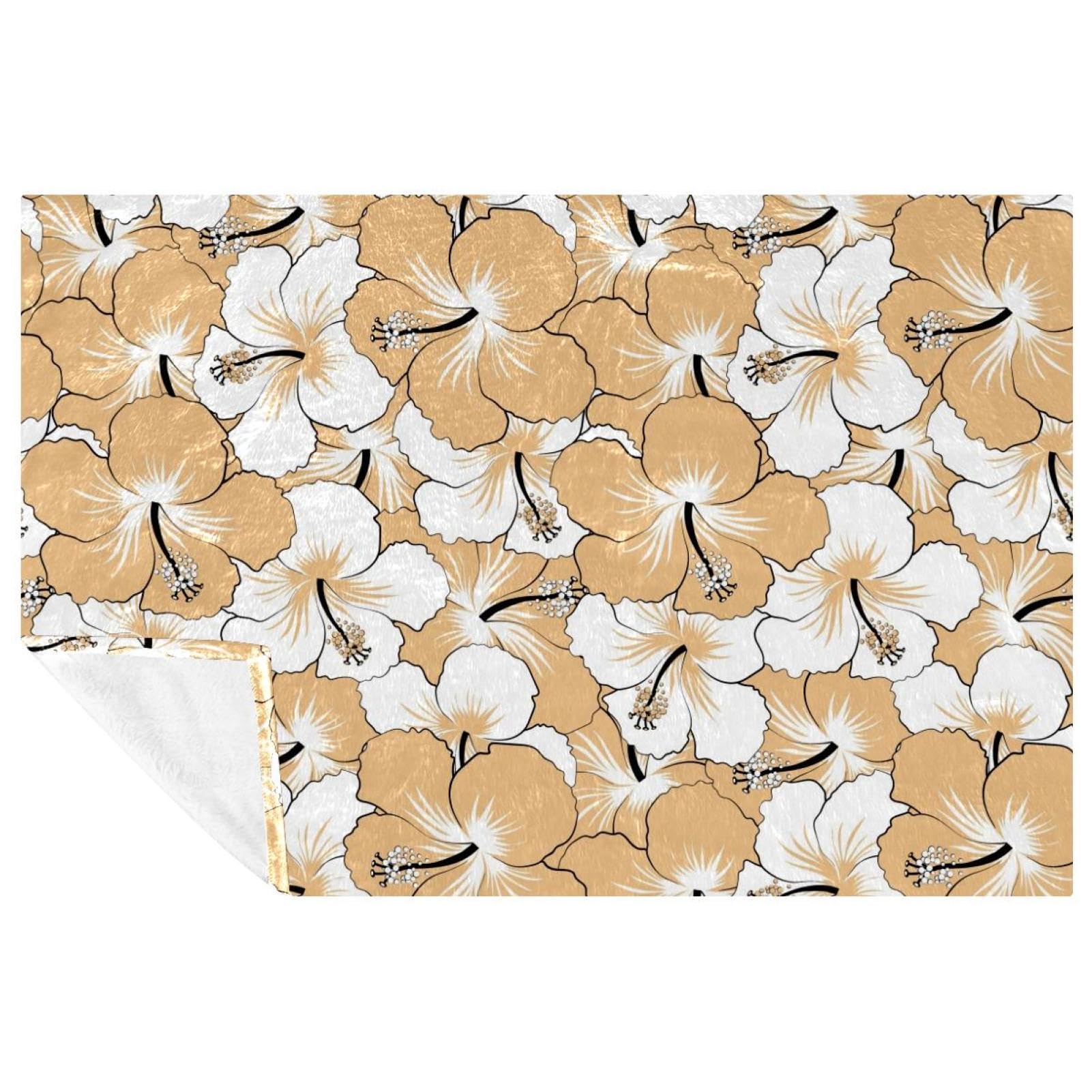 Couverture de lit haut de gamme blanc et beige 150x100 cm aux finitions soignées