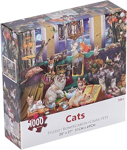 Miniatura 5 de Rompecabezas de 1000 piezas para adultos, rompecabezas de gatos, animales para adultos, 27 x 20 pulgadas, único, difícil y desafiante, rompecabezas