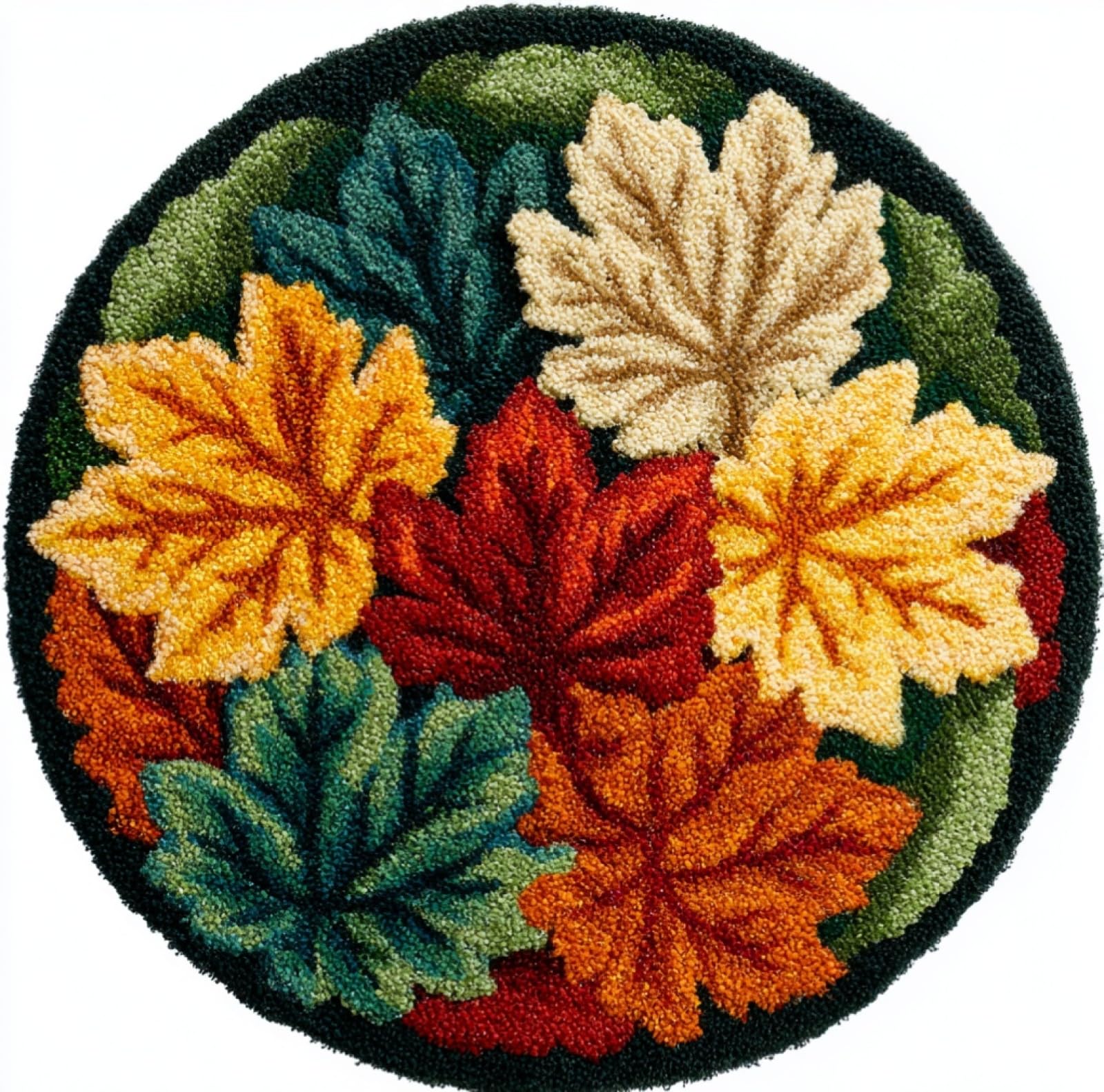 WallustrioaW DIY Latch Hook Rug Kits for Beginners Adults,Maple Leaves,Latch Hook Rug Kits Carpet Making Crafts DIY Craft Gifts,50x50cm