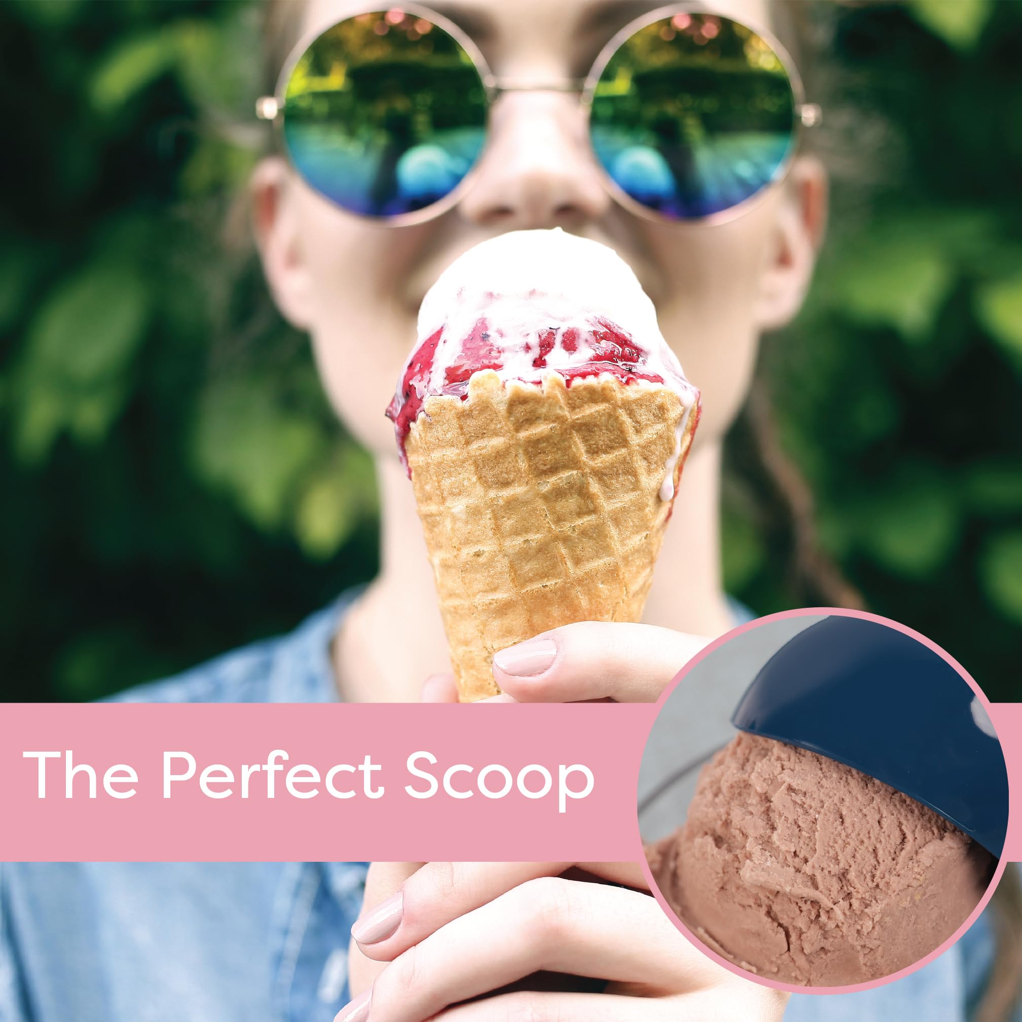 Plastic Ice Cream Scoops, Set of 2 (Red Navy)