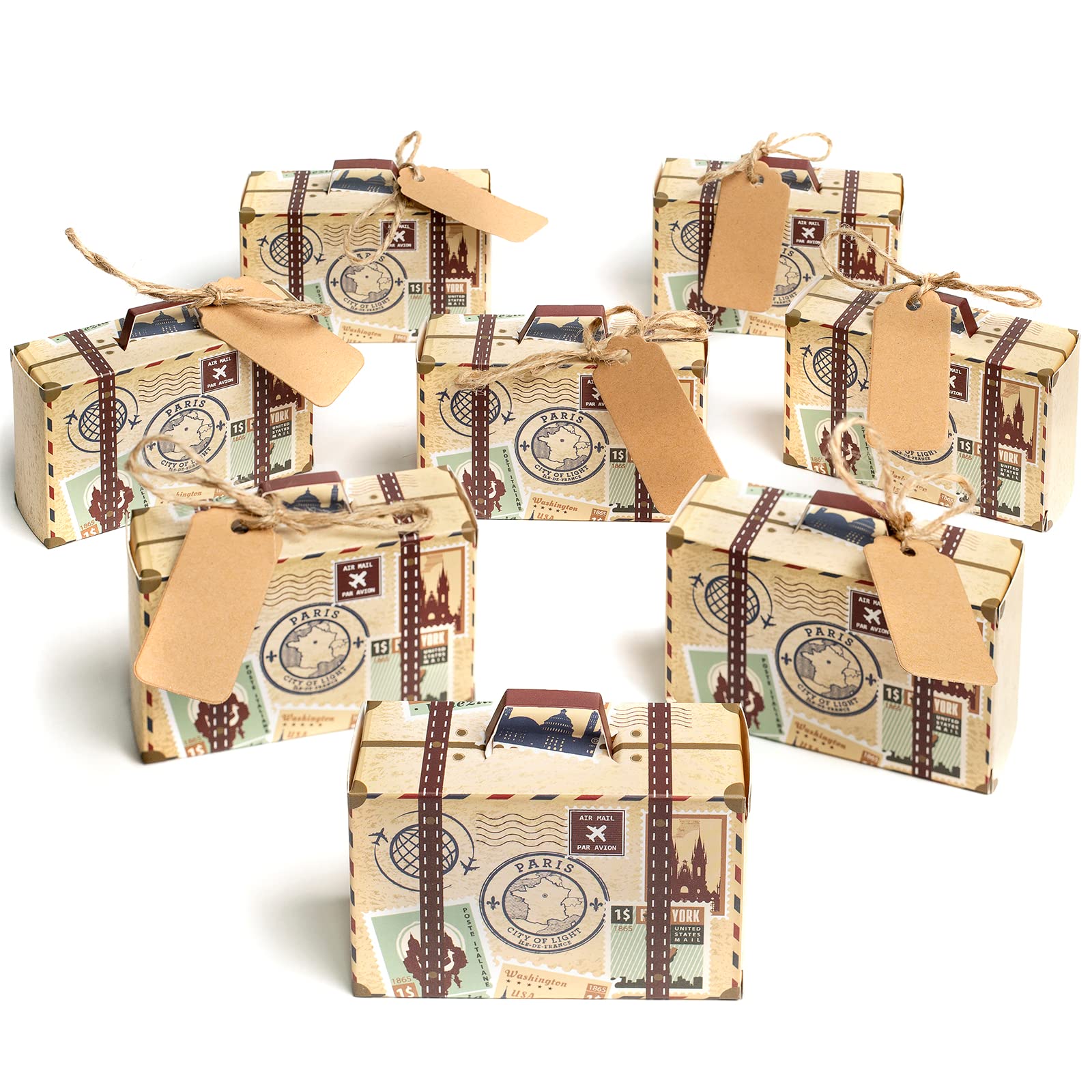Buy VGOODALL Mini Suitcase Favor Box, 50PCS World Stamps Candy Boxes
