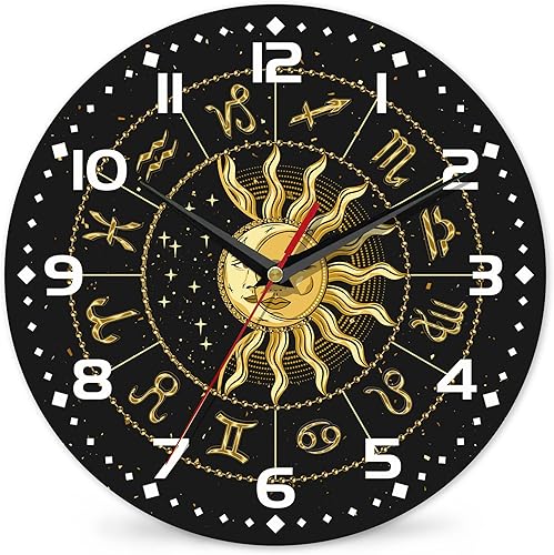 Miniatura 1 de Reloj para sala de estar, reloj de pared retro con gráficos de estrellas misteriosas, relojes de media luna, decoración contemporánea del hogar,