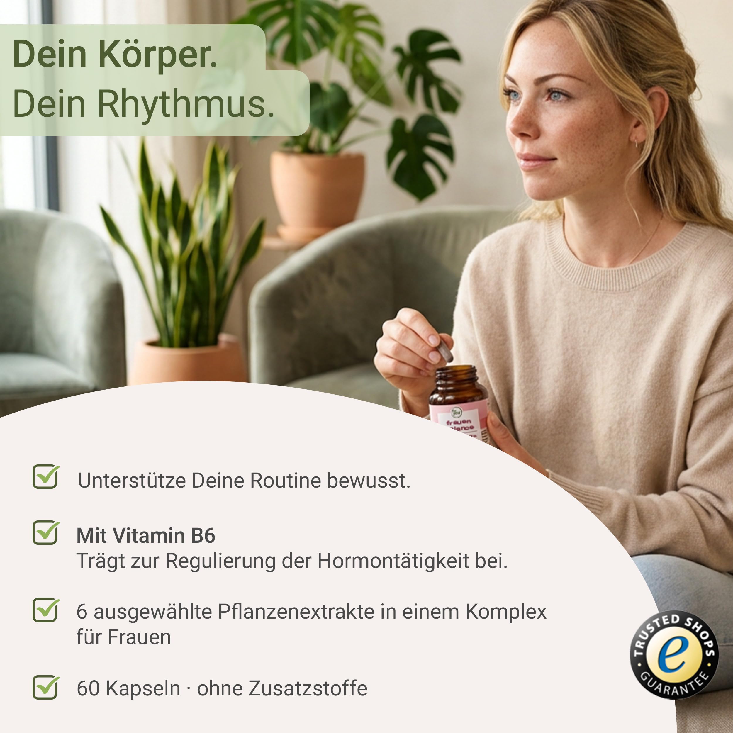 for you frauen balance 2x60 Kapseln- Unterstützt die hormonelle Balance der Frau - Pflanzenextrakte Fenchel, Frauenmantel, Schafgarbe, Rotklee, Hopfen, Mönchspfeffer & Vitamin B5 & B6