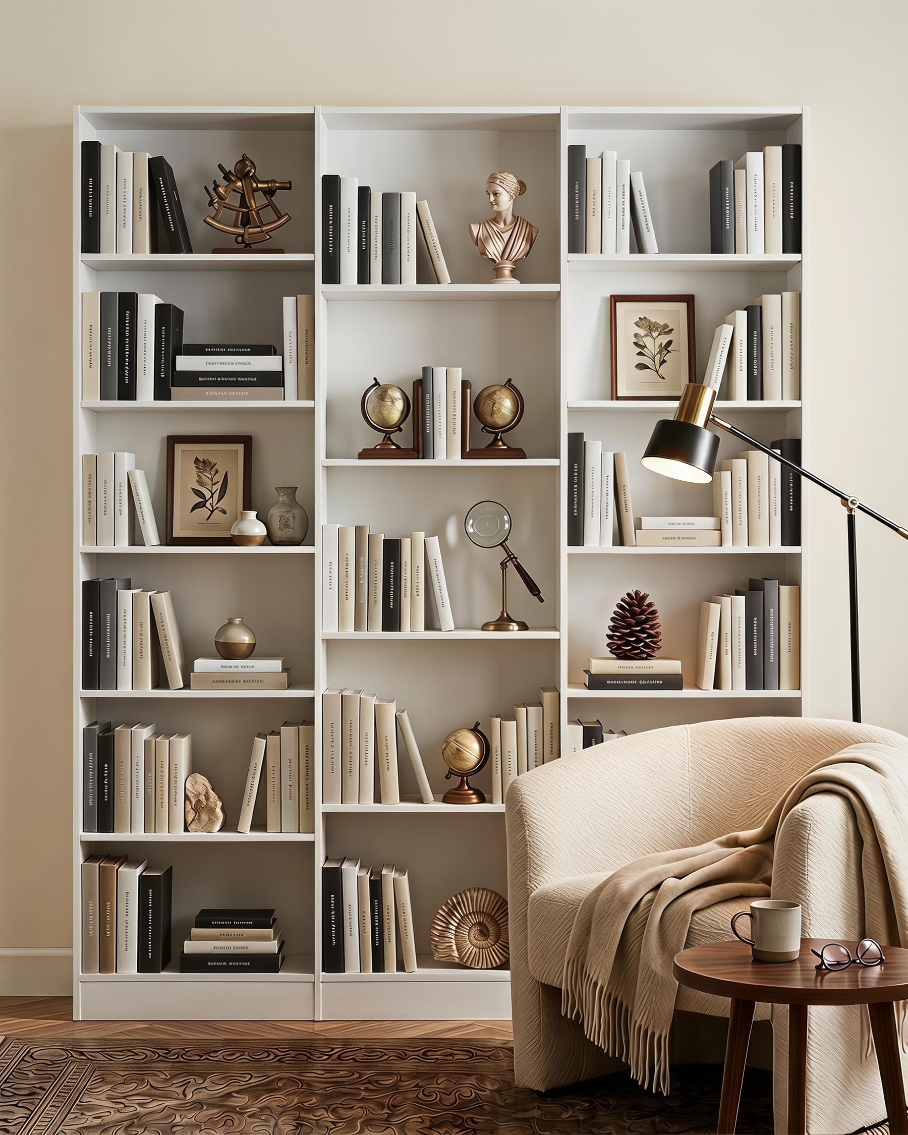 hitsuki Estantería Libros Blanca con 17 Compartimentos Librero Alto Estante para Libros Estantería Modular Mueble Organizador para Salón