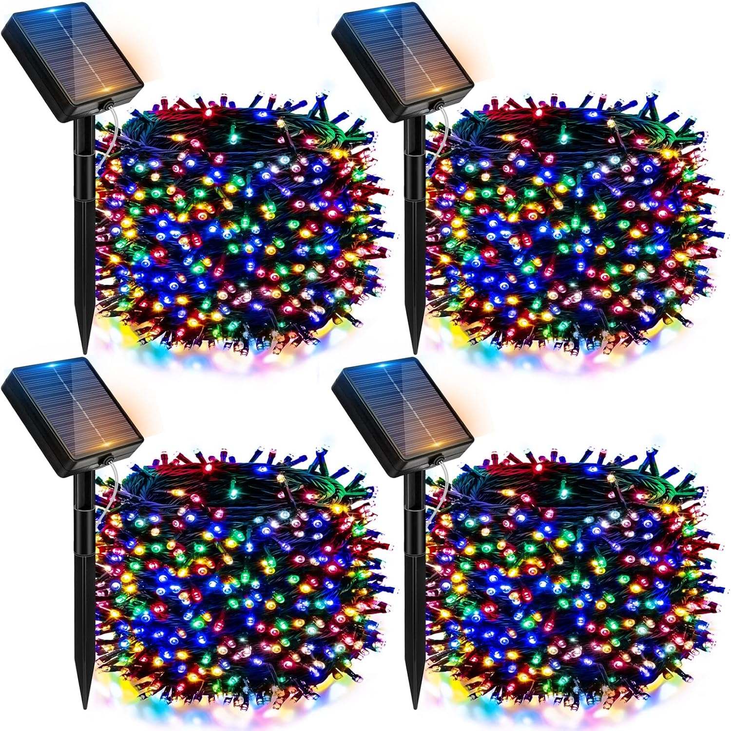 btfarm 4 Pack Solar Christmas Lights Outdoor, Total 157Ft 480LED Solar String Lights Outside Waterproof, 8 Modes Twinkle Tree Light Solar Powered for Xmas Garden Patio Party Wedding Decor, Multicolor 4 Pack Multicolor