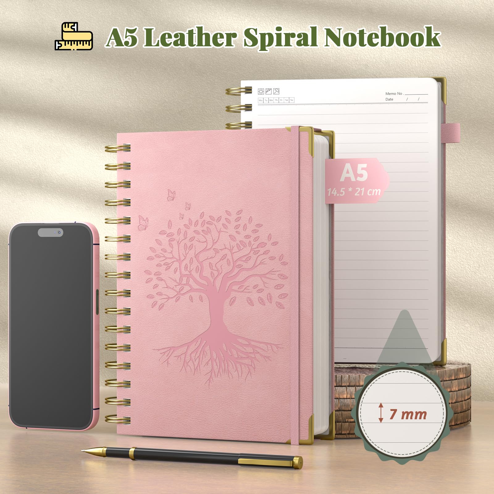 EMSHOI Notitieboek, A5, blanco, dik schetsboek, hardcover, lederen notitieboek, 320 pagina's met 1 binnenvak, 100 g/m² blanco papier, voor vrouwen en mannen, schrijven, tekenen, doodling, 14,5 x 21 cm EMSHOI Notitieboek, A5, blanco, dik schetsboek, hardcover, lederen notitieboek, 320 pagina's met 1 binnenvak, 100 g/m² blanco papier, voor vrouwen en mannen, schrijven, tekenen, doodling, 14,5 x 21 cm