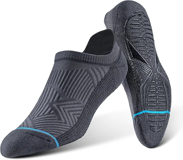 BRISIRA Bamboo Viscose Non Slip Pilates Socks Men Women No Show Grip Compression Thick Cushion Yoga Barre Grippy Ankle