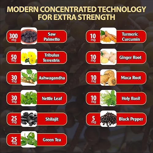 Miniatura 2 de Cápsulas de palmetto de sierra 11 en 1 de 5300 mg - con Ashwagandha cúrcuma Tribulus Maca té verde albahaca sagrada y más - Extracto para próstata