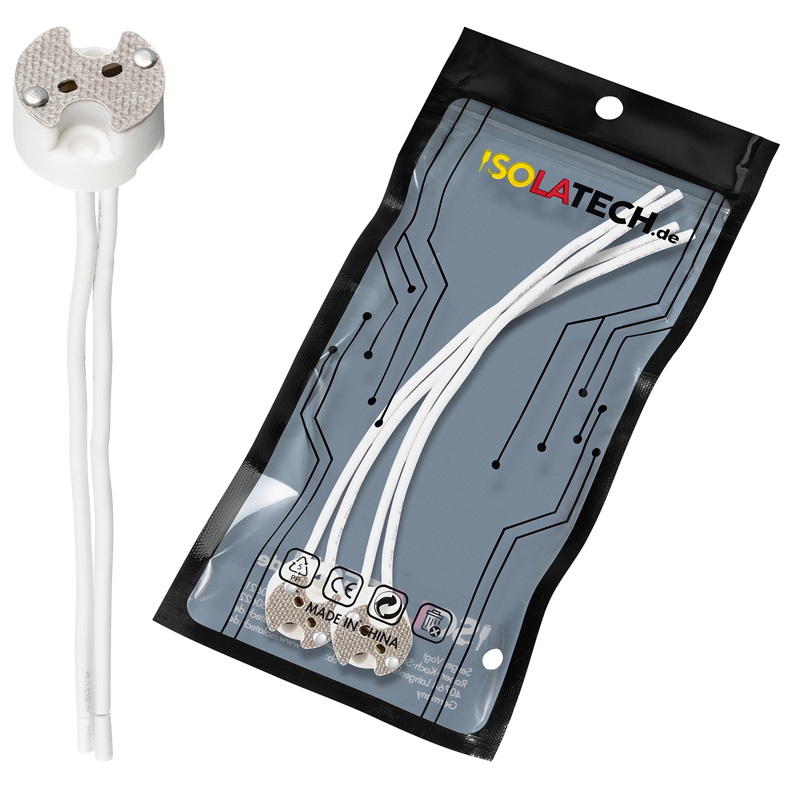 ISOLATECH 2pcs casquillo universal de cerámica para MR16 y GU5.3 base LED lámparas de ahorro de energía (max.250V/2A) bombillas hogar iluminación empotrado techo cocina baño resistente al calor