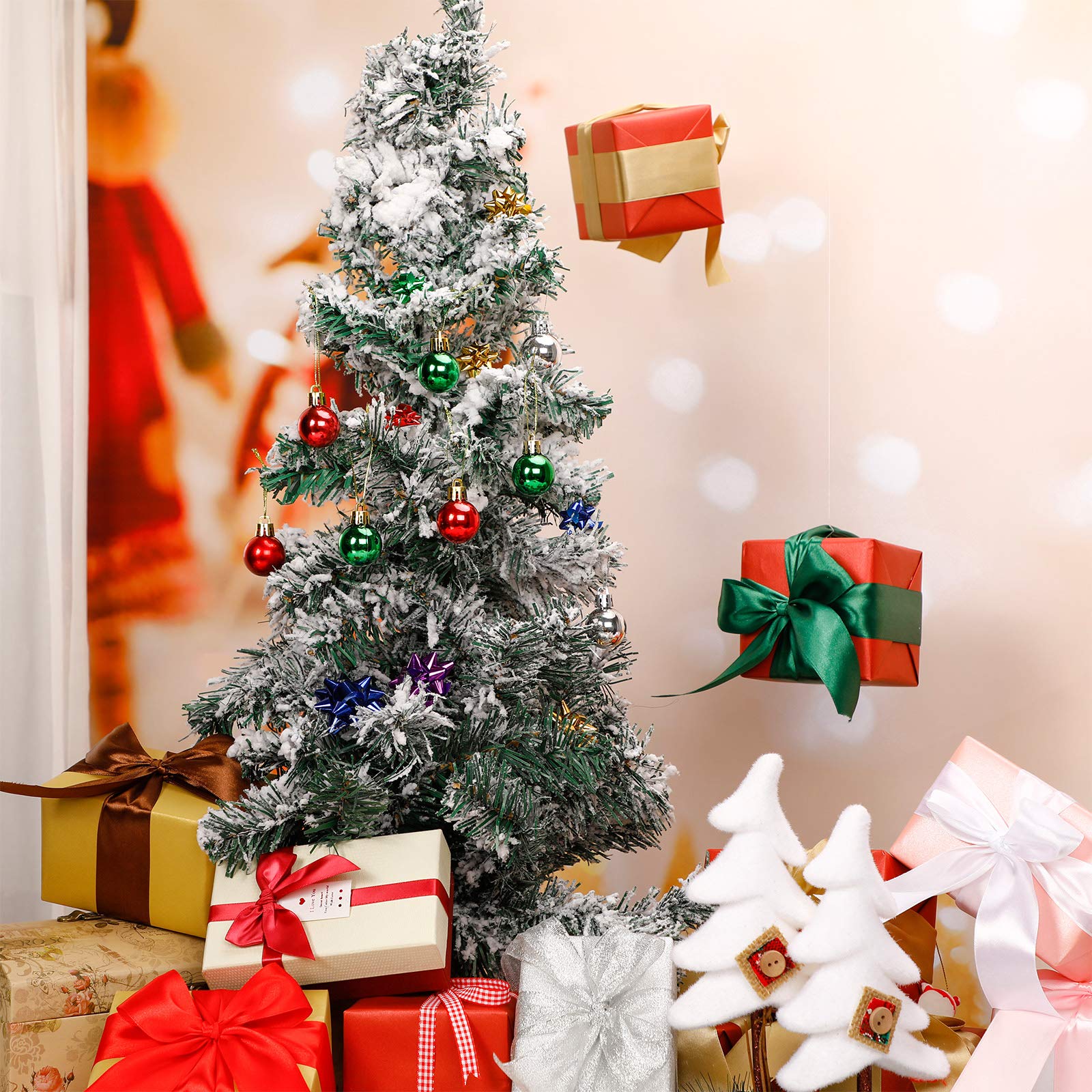 Zocipro 101Pcs Baubles Christmas Decorations, Red, Green & Gold Christmas Tree Baubles Set