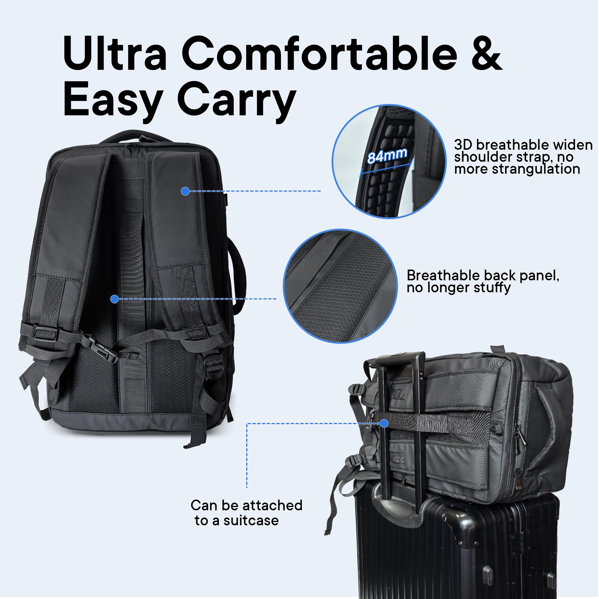 NANDADEVI Rucksack Herren, 40l, großer, robuster, wasserabweisender Wanderrucksack mit Trocken- und Nassisolierung, Laptop-Rucksack für 17,3-Zoll-Laptops