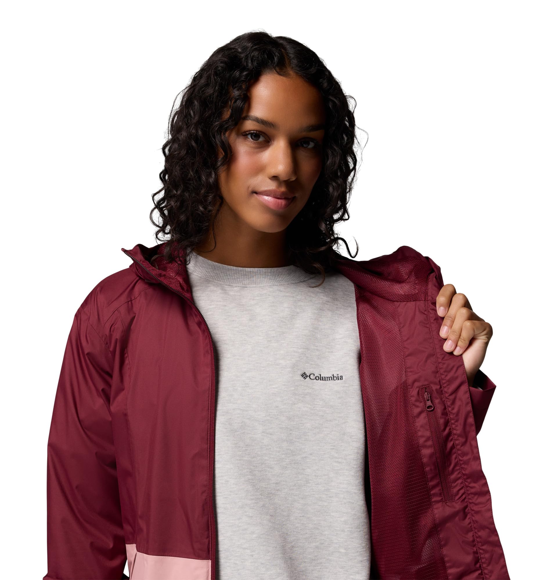 Columbia Damska kurtka Inner Limits 3, wodoodporna kurtka przeciwdeszczowa, bogate wino, gumka do ścierania, różowa, XL
