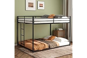 Boys Twin Bunk Bed, Twin Over Twin Bunk Bed with Ladder & Guardrail