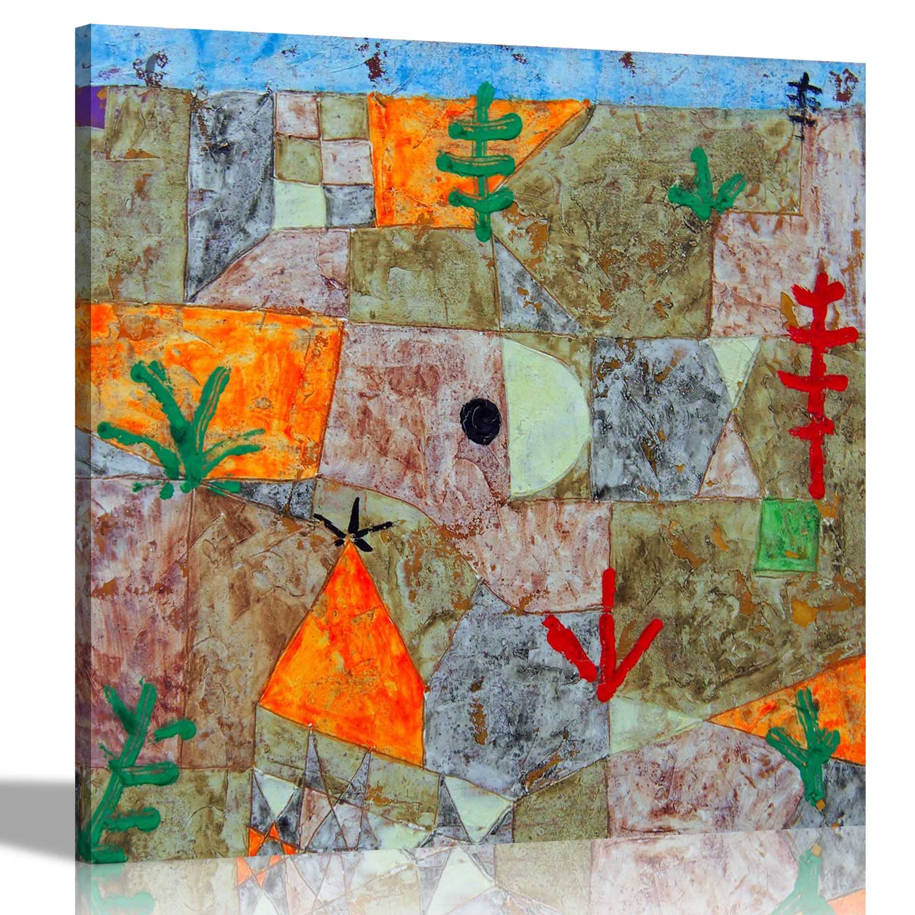 Artley Prints Grey - Southern Gardens By Paul Klee Canvas Wall Art Prints | Home Decor Contemporary Moden Pictures Expressionism 76 X 76Cm (30 X 30 Inches)
