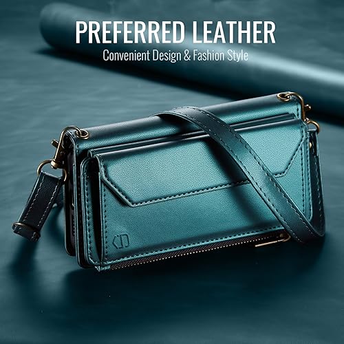 Miniatura 4 de Strapurs Funda cruzada para Samsung Galaxy S23 UltraBloqueo RFID con soporte para 10 tarjetas con ranura para billetes, correa magnética de piel