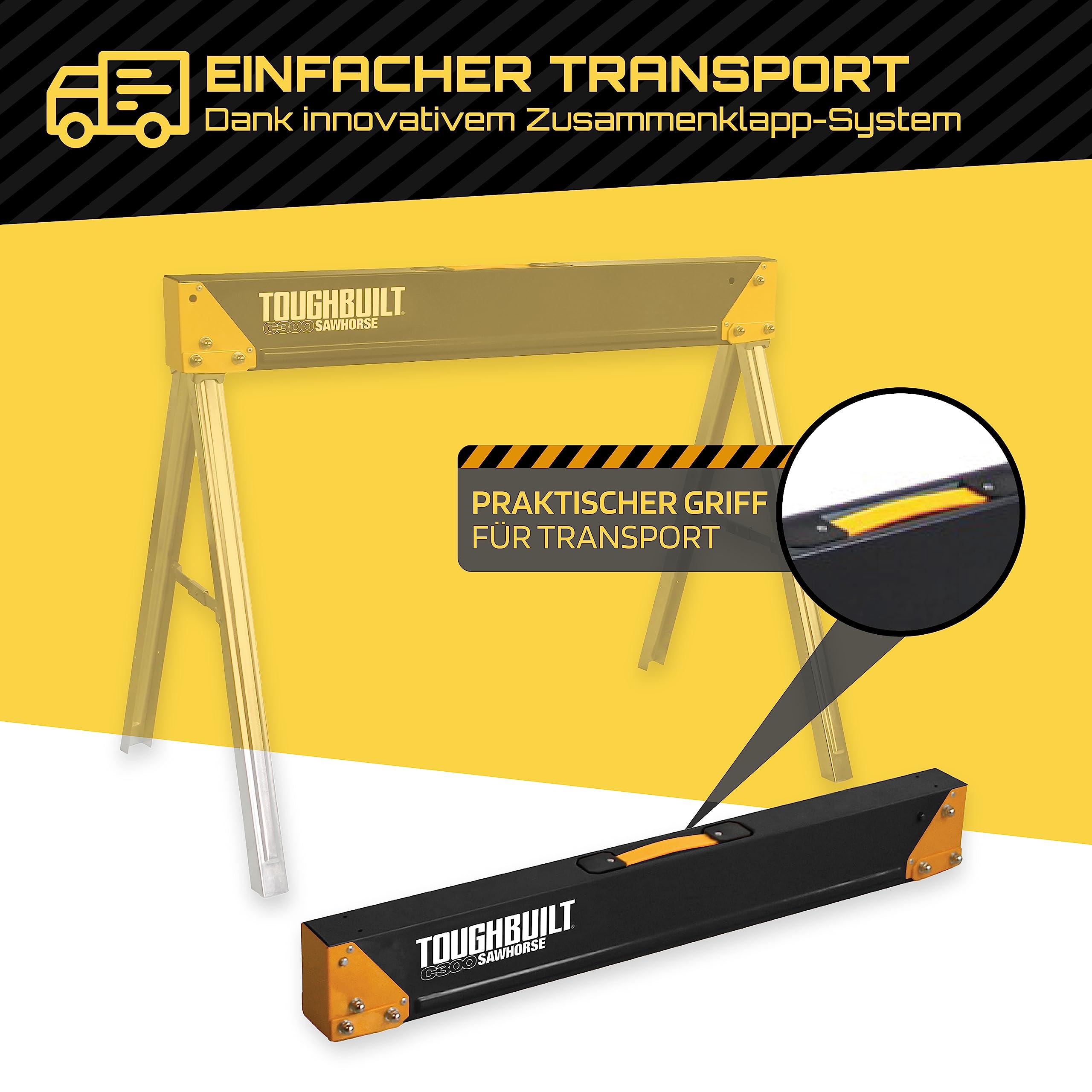 ToughBuilt C300 Sawhorse, Black and Yellow