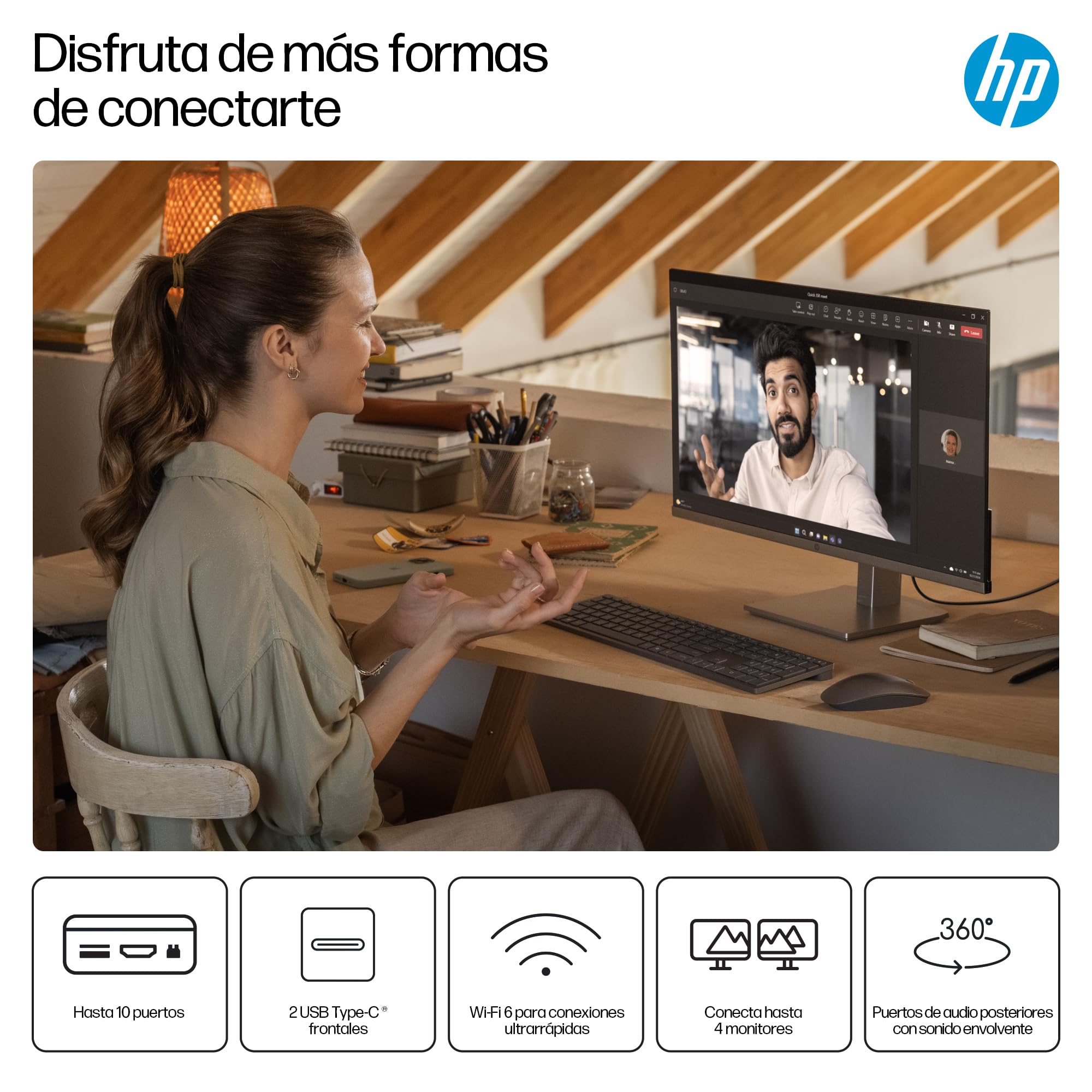 HP Komputer stacjonarny OmniDesk (AMD Ryzen 7 8700G, 16GB, Wi-Fi 6, 1000GB, Windows 11 Home) - czarny