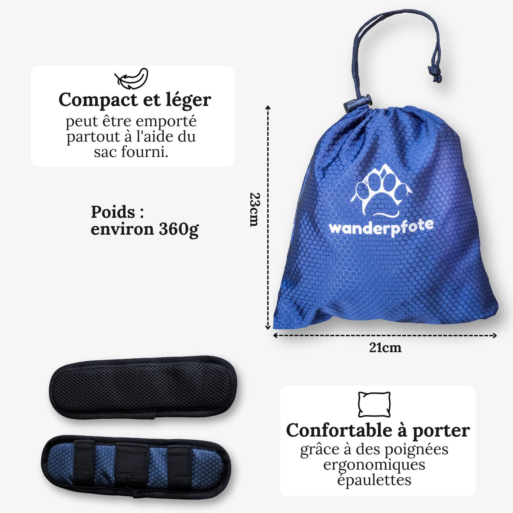 Aide au transport pour chien - Sac à dos d'urgence lors de randonnées ou sac de transport pour chien au quotidien dans les escaliers - Petit, léger, robuste, de qualité supérieure