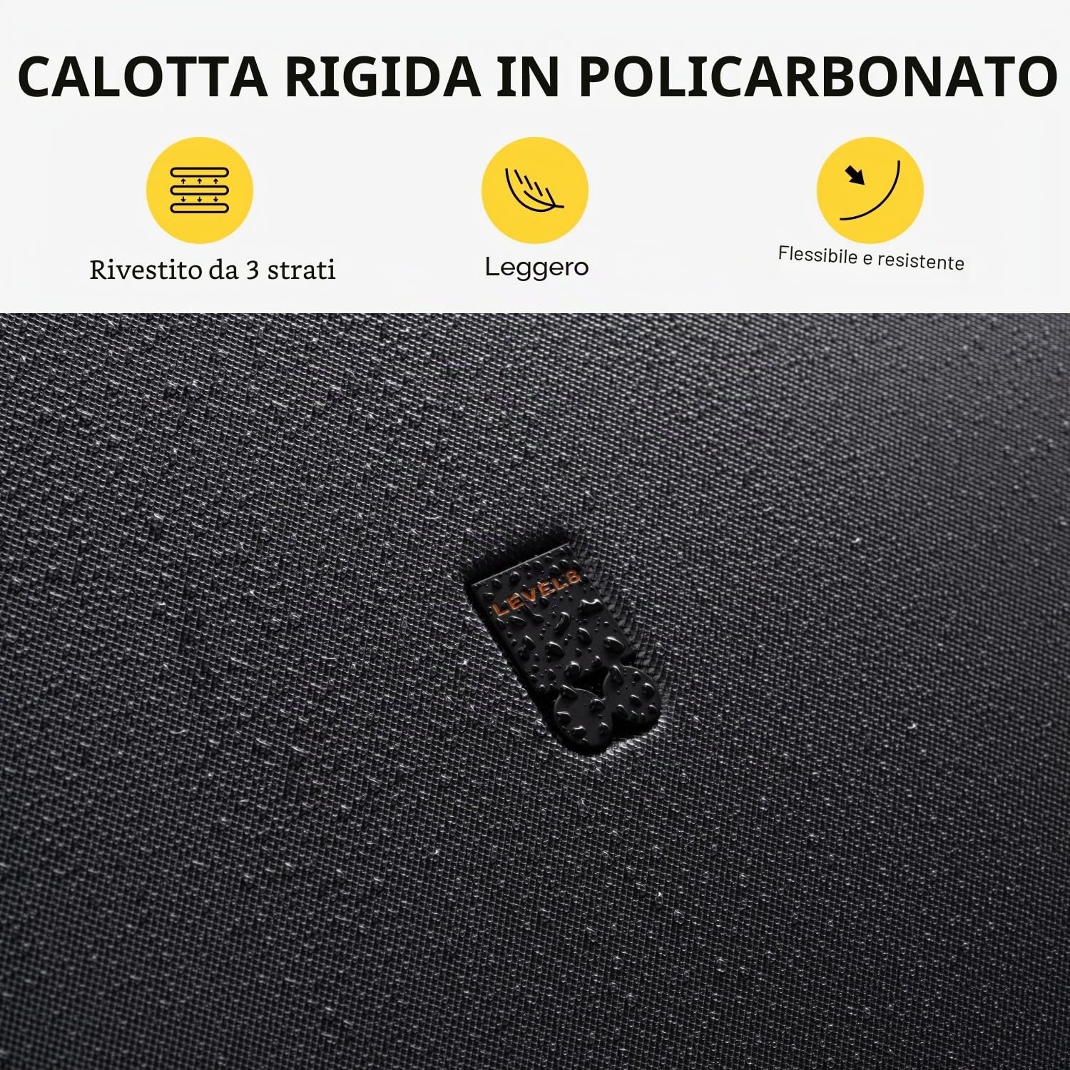 LEVEL8 Valigia Bagaglio a Mano Elegante Micro Diamante Strutturato Design Valigie Trolley Rigido Bagaglio a Mano con 4 Ruote Doppie Girevoli e Lucchetto TSA Integrato 54.5x37x23.5CM, 40L, Grigio