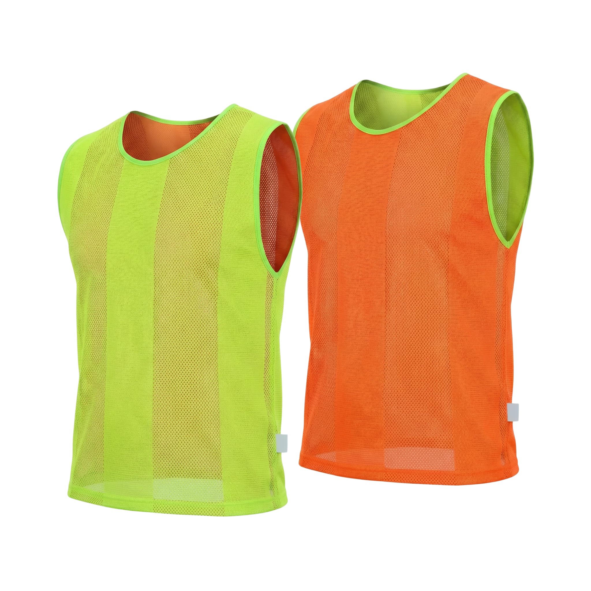 Sterling Sports 10 X Pack Football Training Bibs with Double Sided - Quick Dry Training Bibs For Football, Soccer, Cricket, Hockey & Basketball (Yellow/Orange, Youth (Small, Medium & Large men))