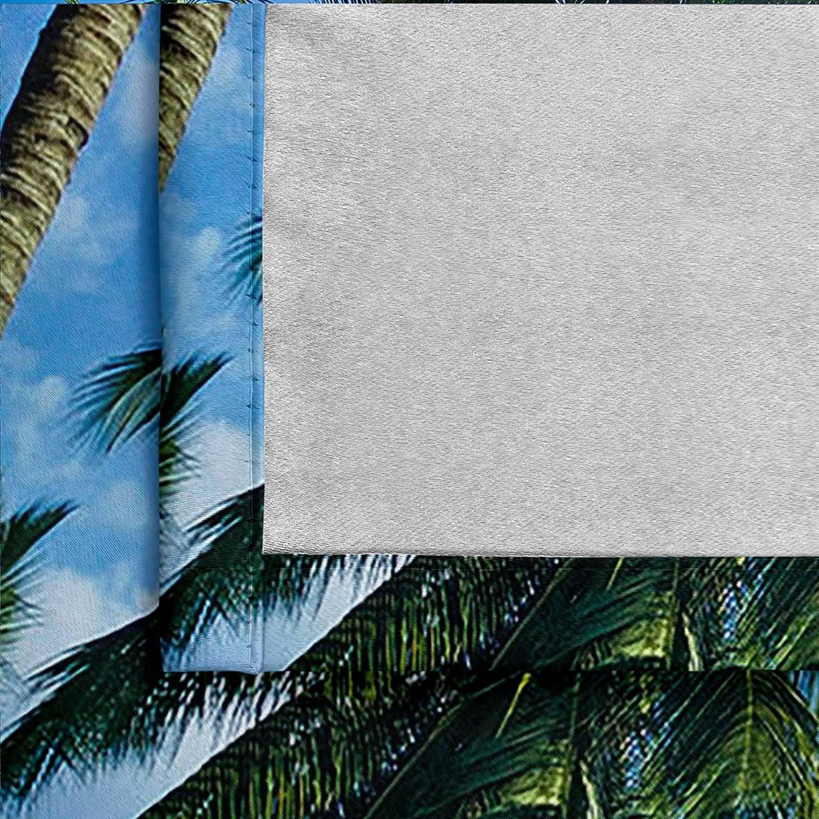 Verdunklungsvorhänge mit Ösen, 234x244cm Blau Grün Blauer Himmel und Kokospalmen Vorhang für Schlafzimmer/Wohnzimmer