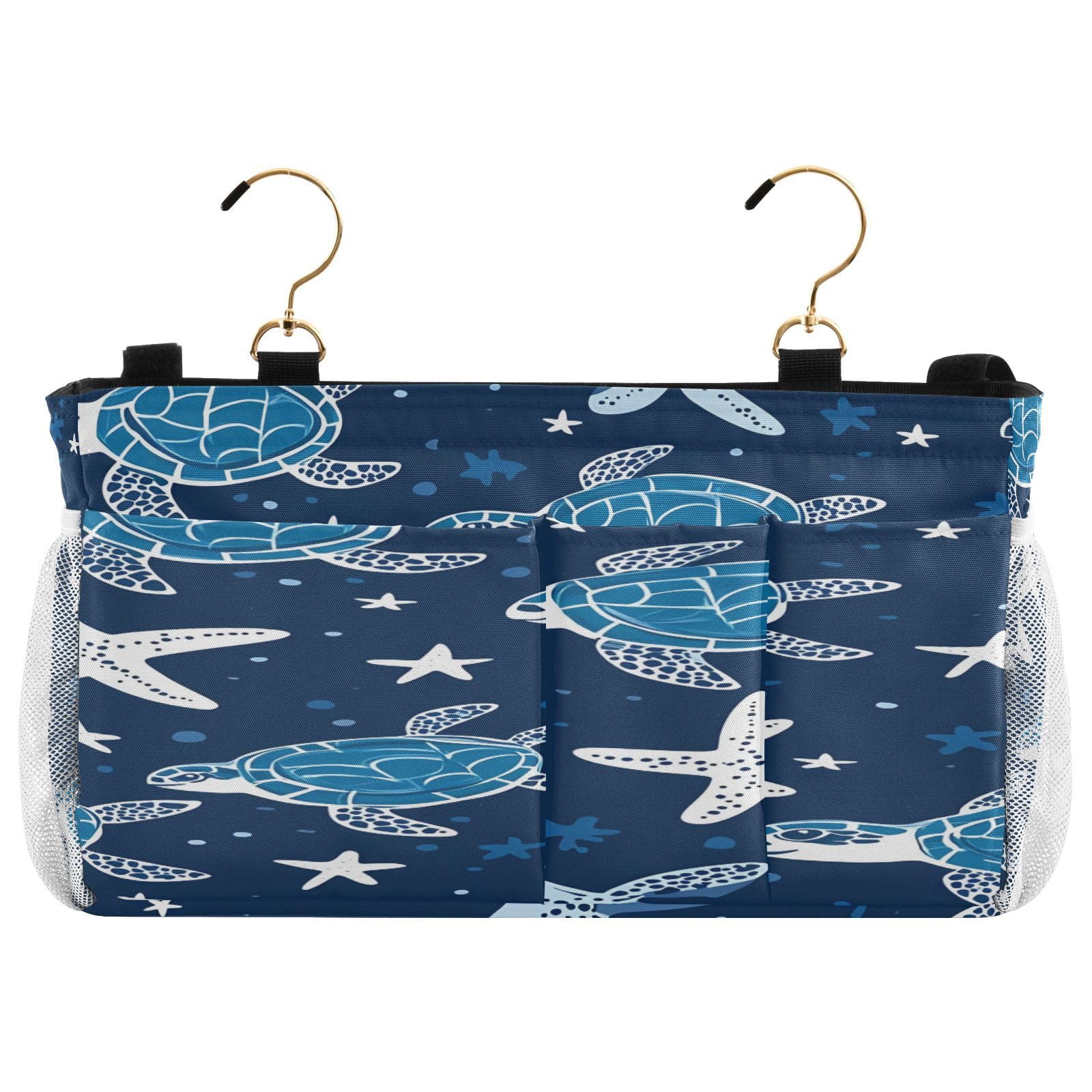BOESI Doodle Turtle and Star Bedside Storage Hanging Bag, Hanging Storage Basket, Suitable for Storing Cell Phones, Water Bottles, Books