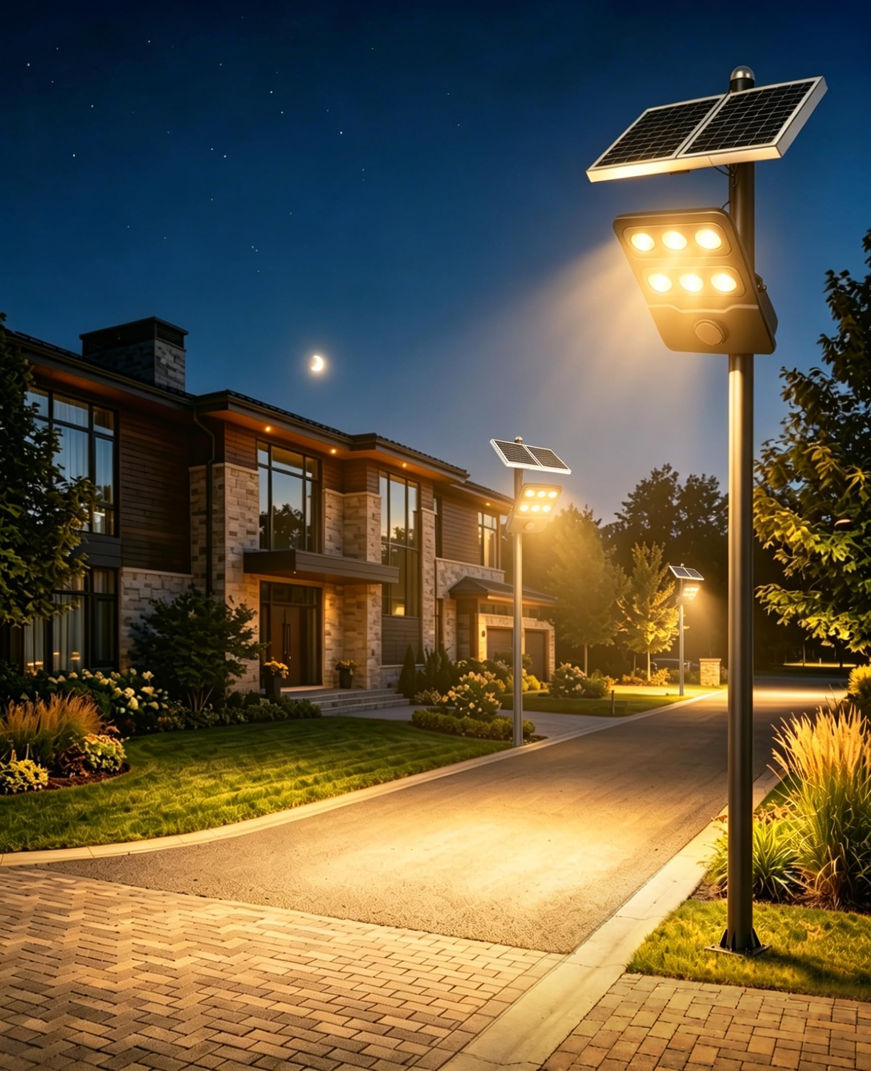 JAYNLT Solar Straßenlaterne für Außen, 3000K/4000K/6500K LED Solar Strahler mit Bewegungsmelder und Fernbedienung, IP67 Solarlampe Flutlicht für Garten Garage Hof Parkplatz, 1 Set